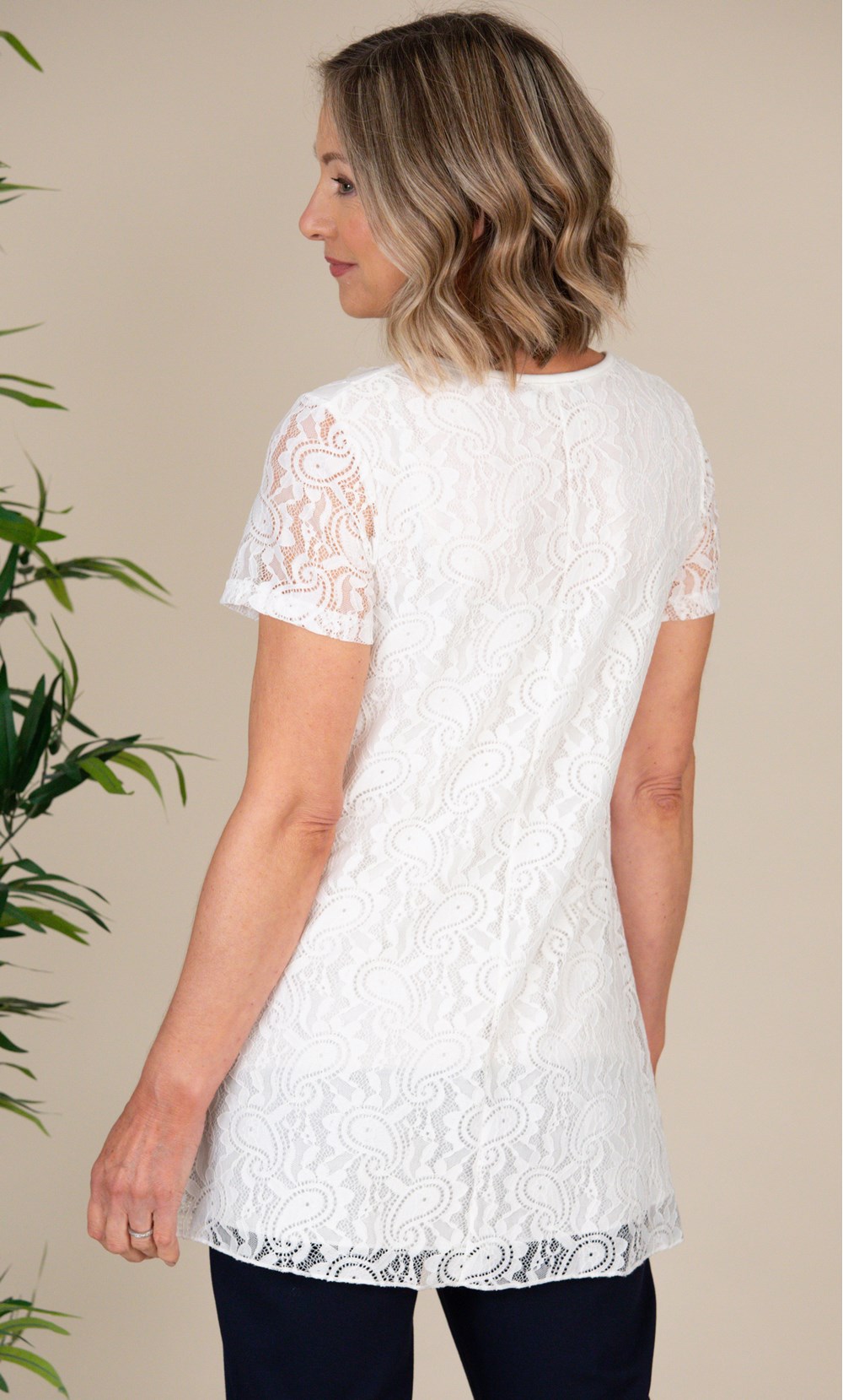 Anna Rose Mesh And Lace Patchwork Tunic