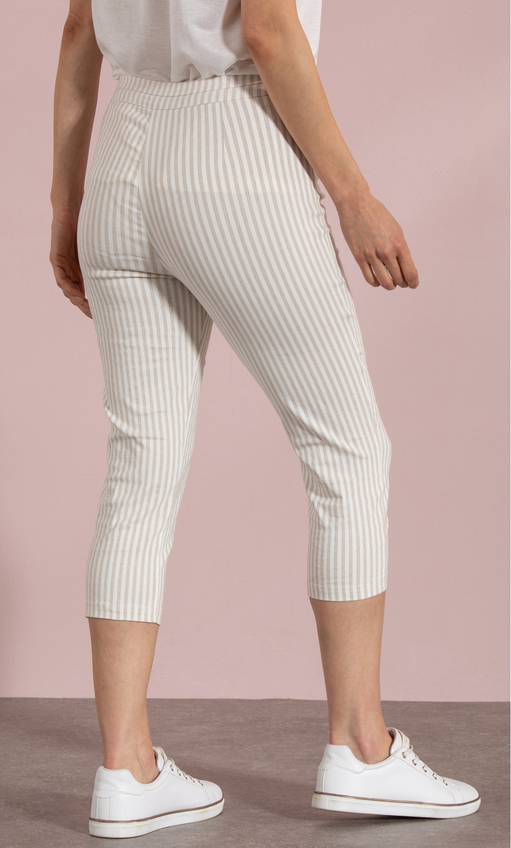 Cropped Striped Stretch Trousers