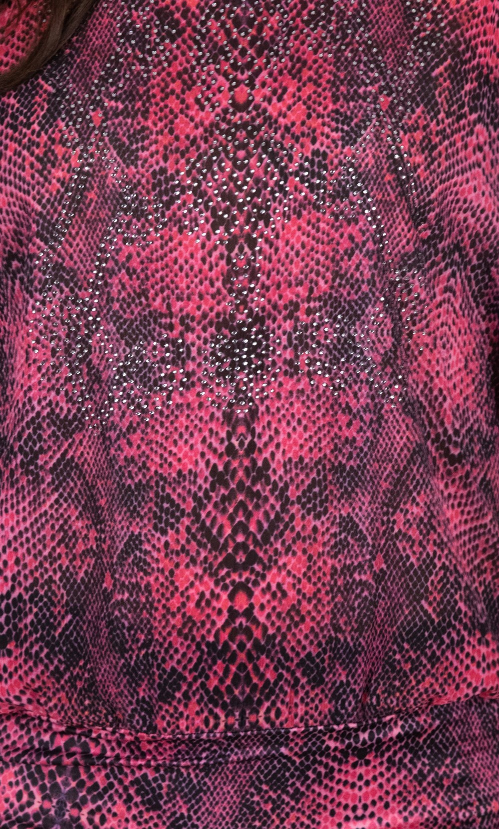 Embellished Animal Printed Crinkle Chiffon Top