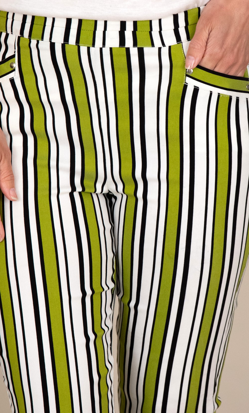 Striped Crop Stretch Trousers