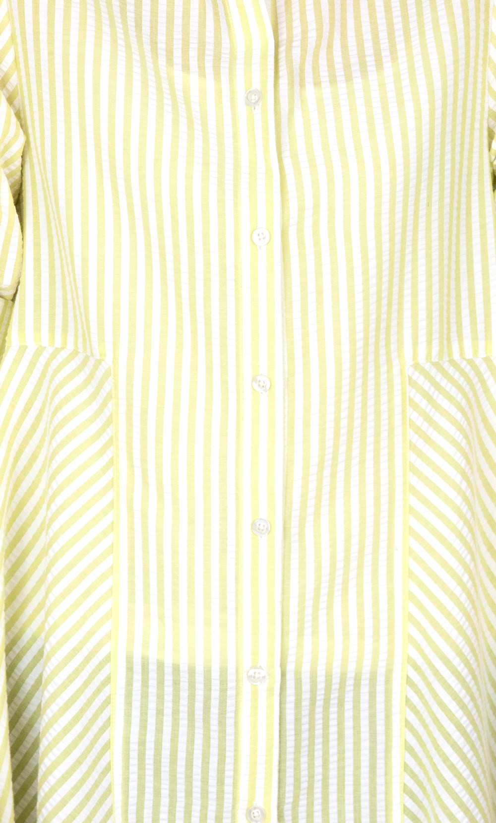 Oversized Striped Seersucker Dipped Hem Shirt