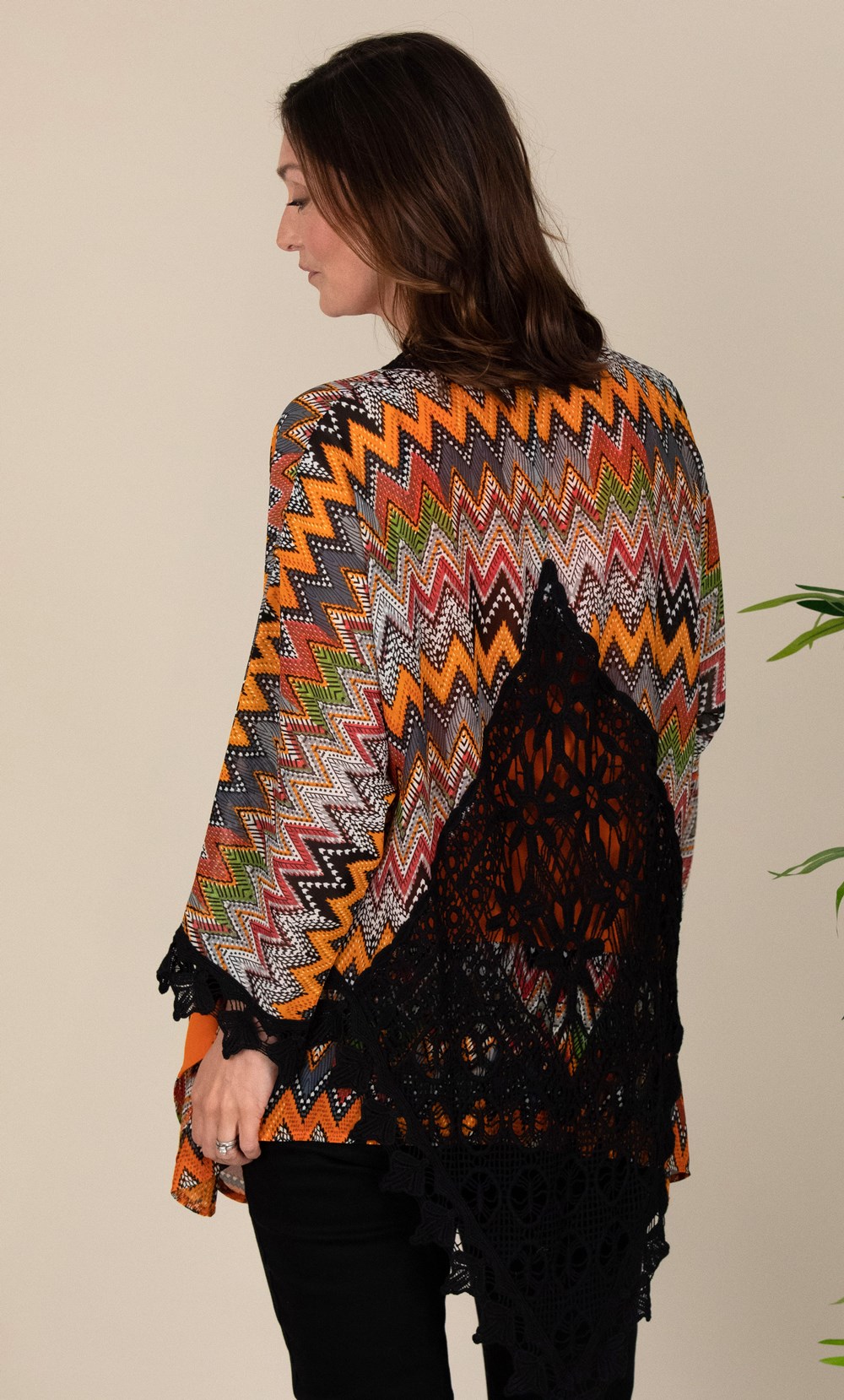 Crochet Trim Printed Cover Up