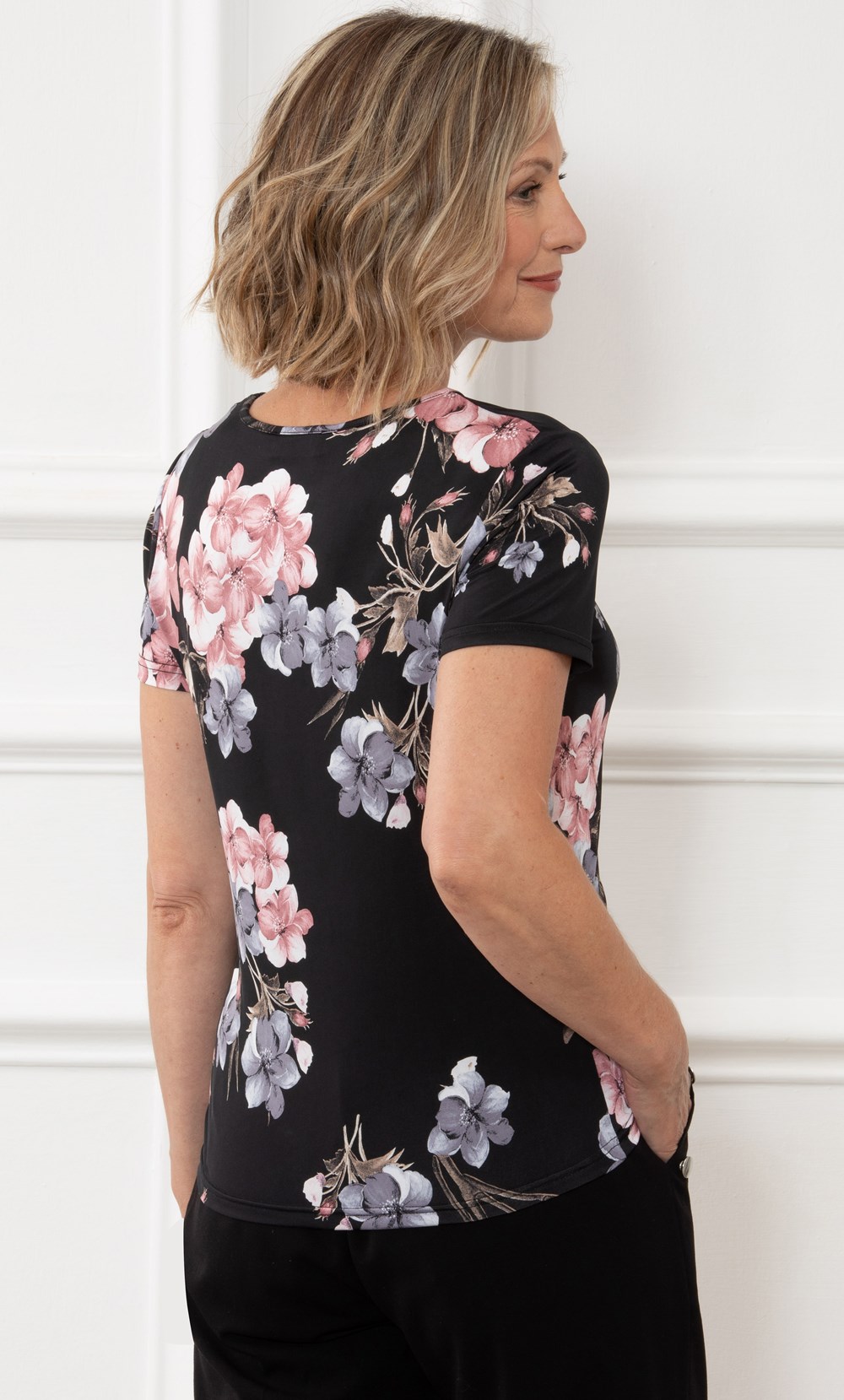 Anna Rose Floral Short Sleeve Jersey Top