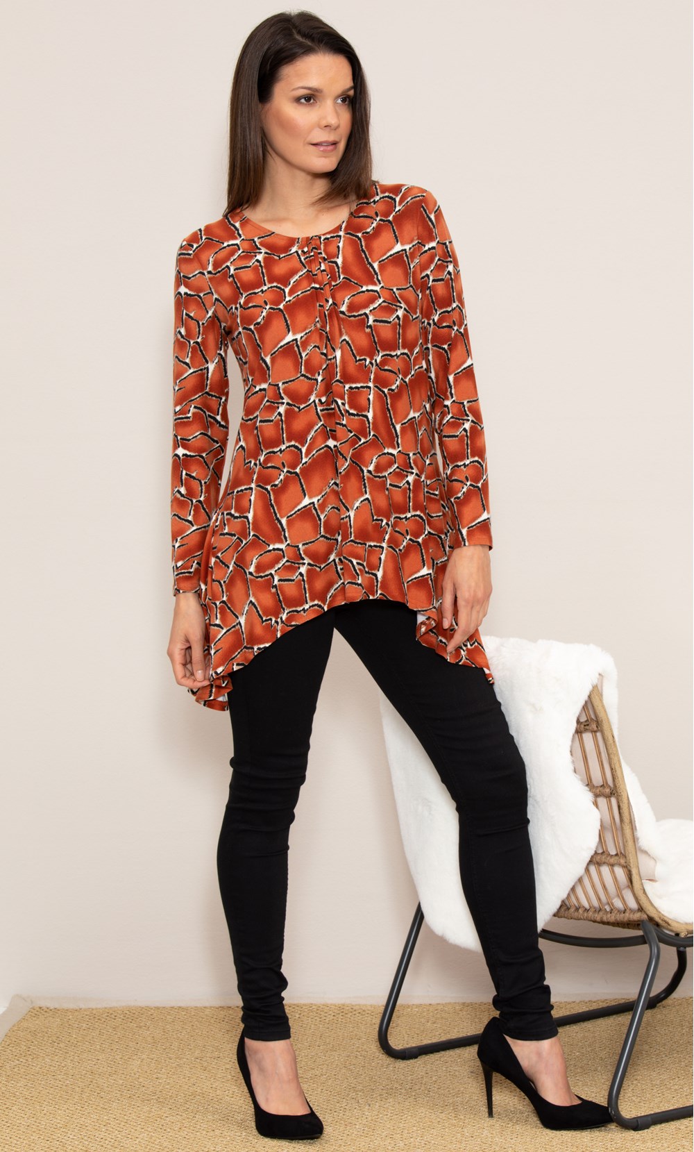 Giraffe Print Hanky Hem Tunic