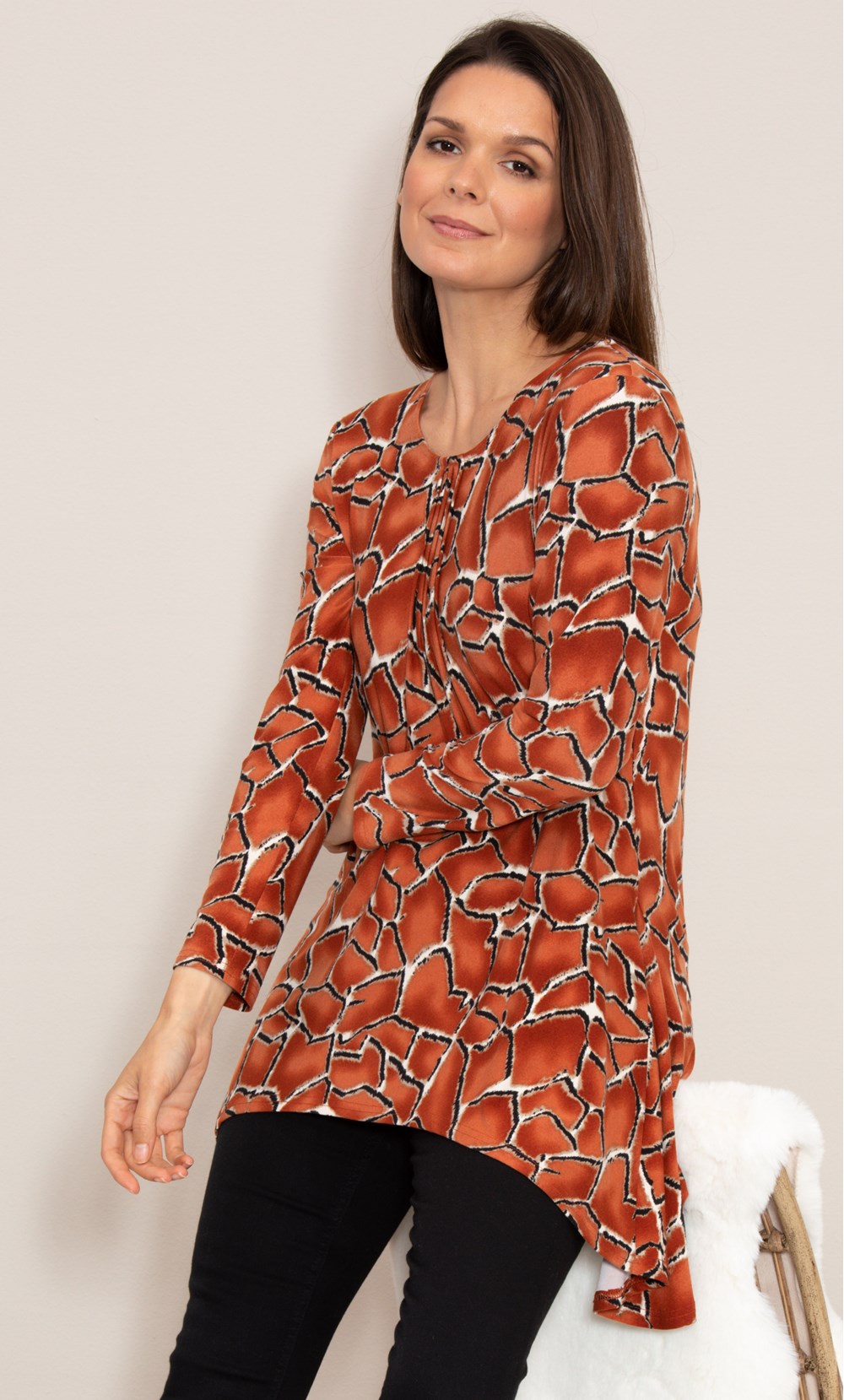 Giraffe Print Hanky Hem Tunic