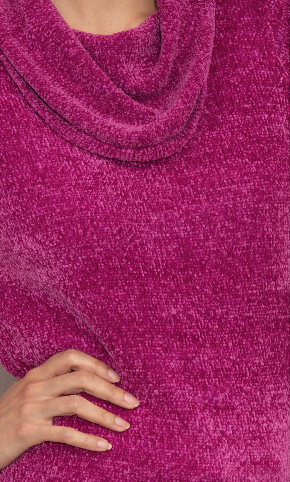 Cowl Neck Long Sleeve Chenille Top
