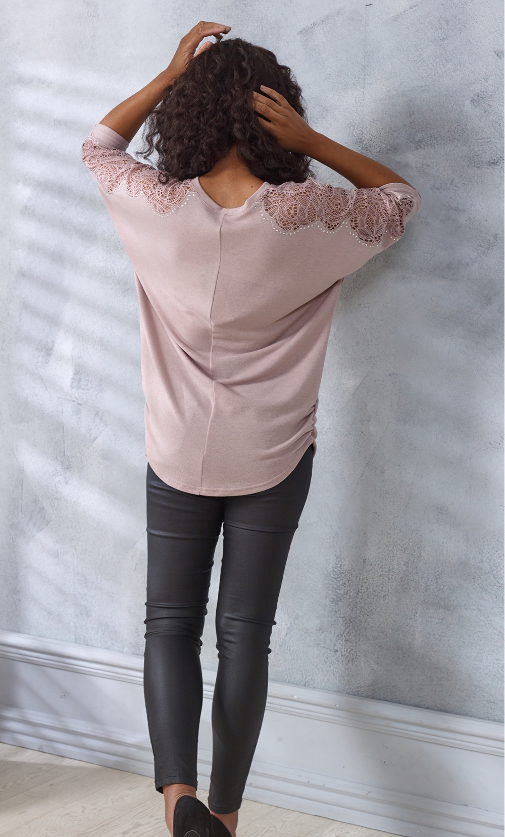Embellished Lace And Knit Top