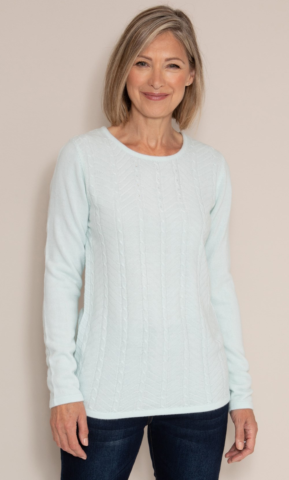 Anna Rose Embellished Cable Knit Top