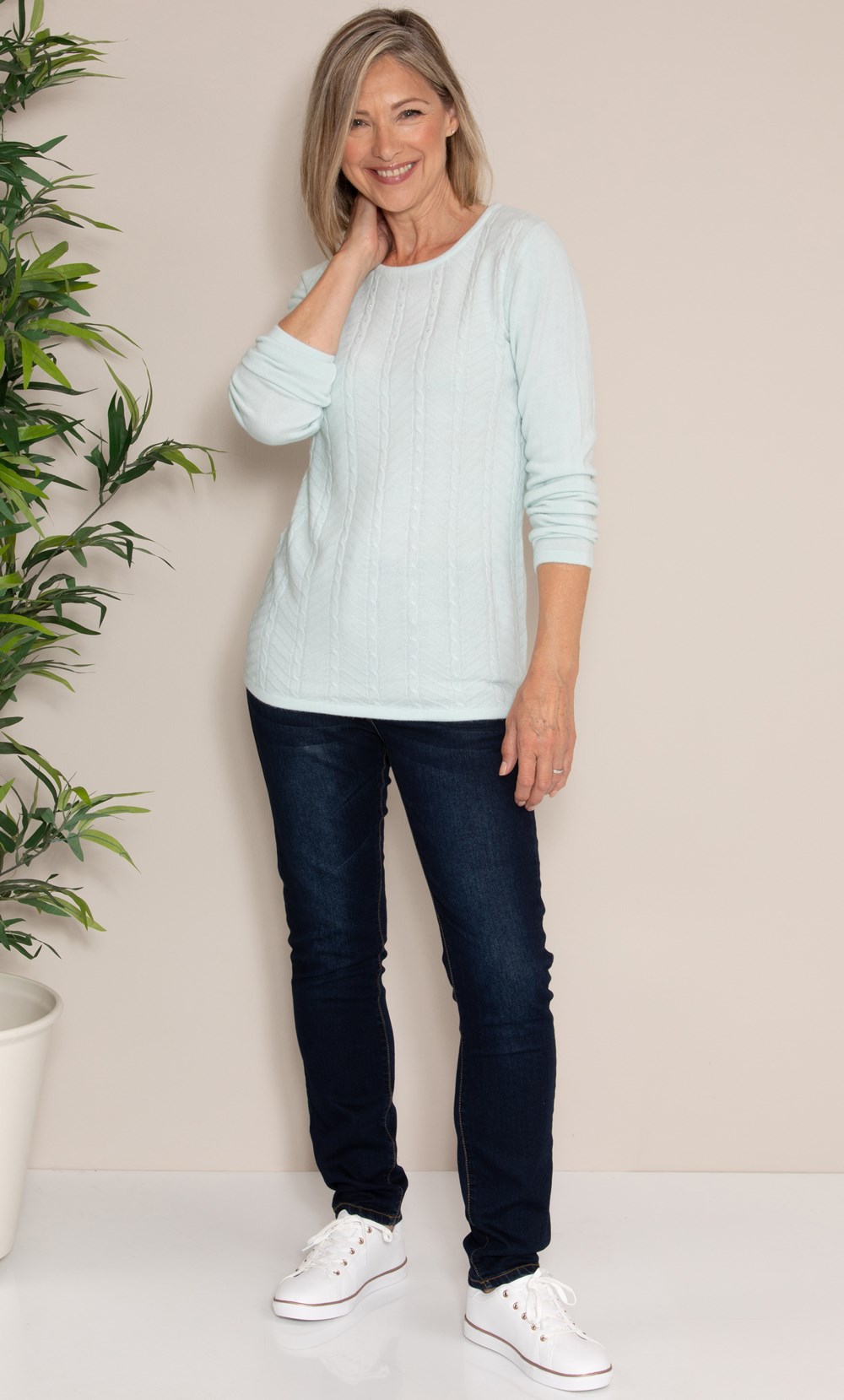 Anna Rose Embellished Cable Knit Top