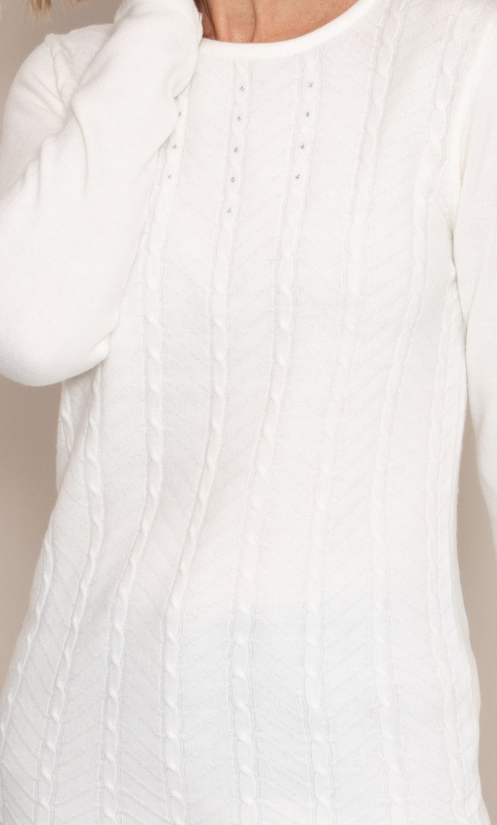 Anna Rose Embellished Cable Knit Top