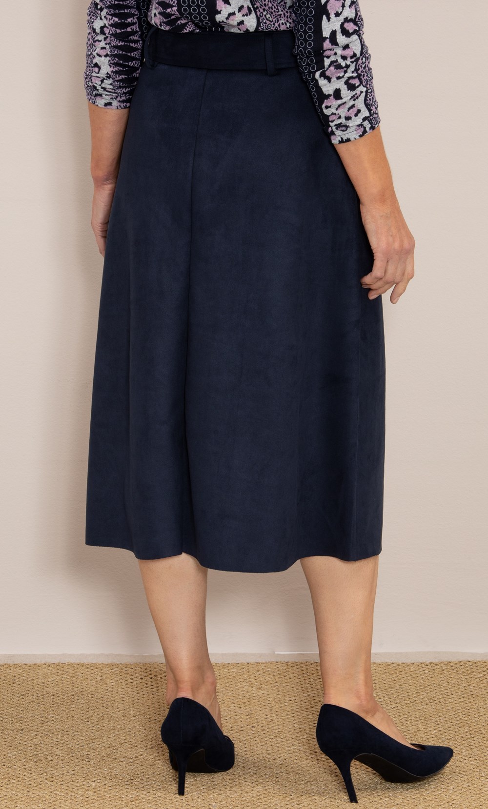 Anna Rose Suedette Belted Midi Skirt