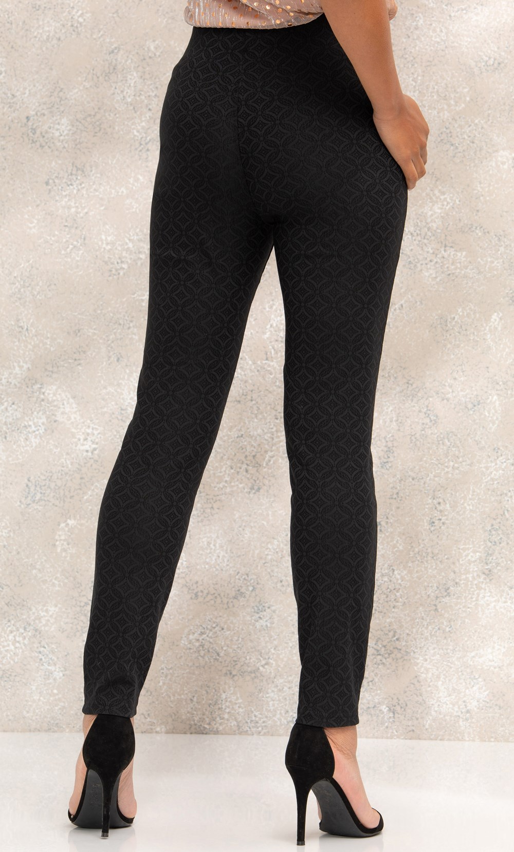 Stretch Jacquard Slim Leg Trousers