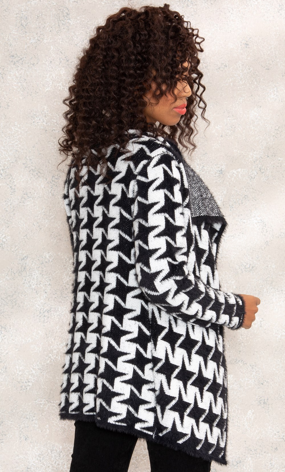 Houndstooth Open Front Cardigan