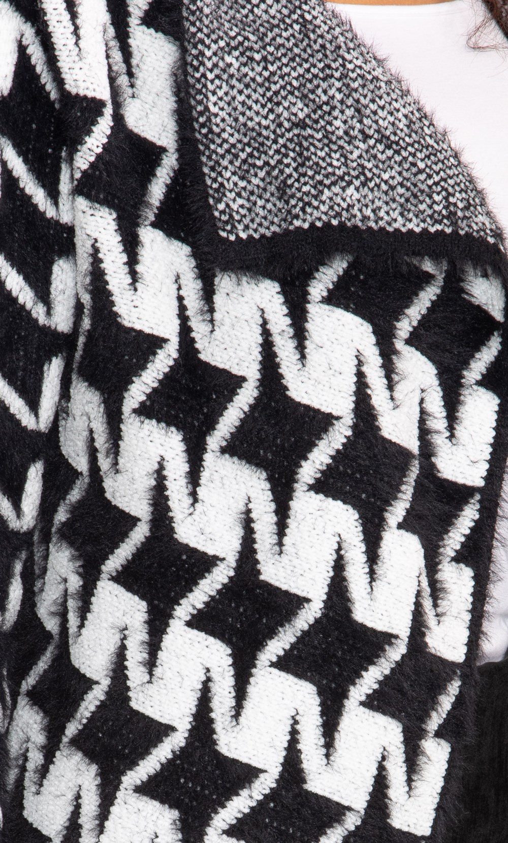 Houndstooth Open Front Cardigan