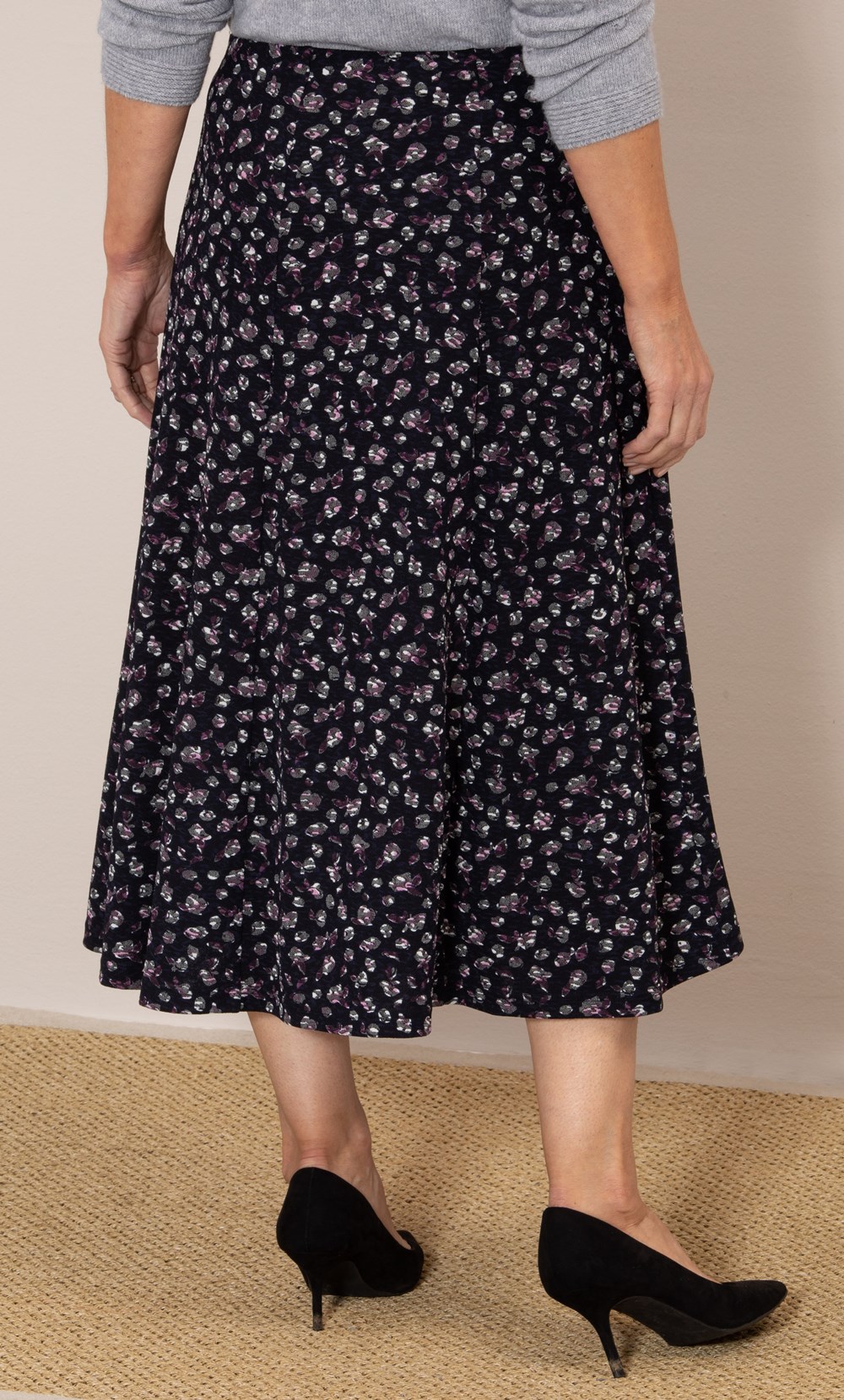 Anna Rose Printed Pull On Midi Skirt