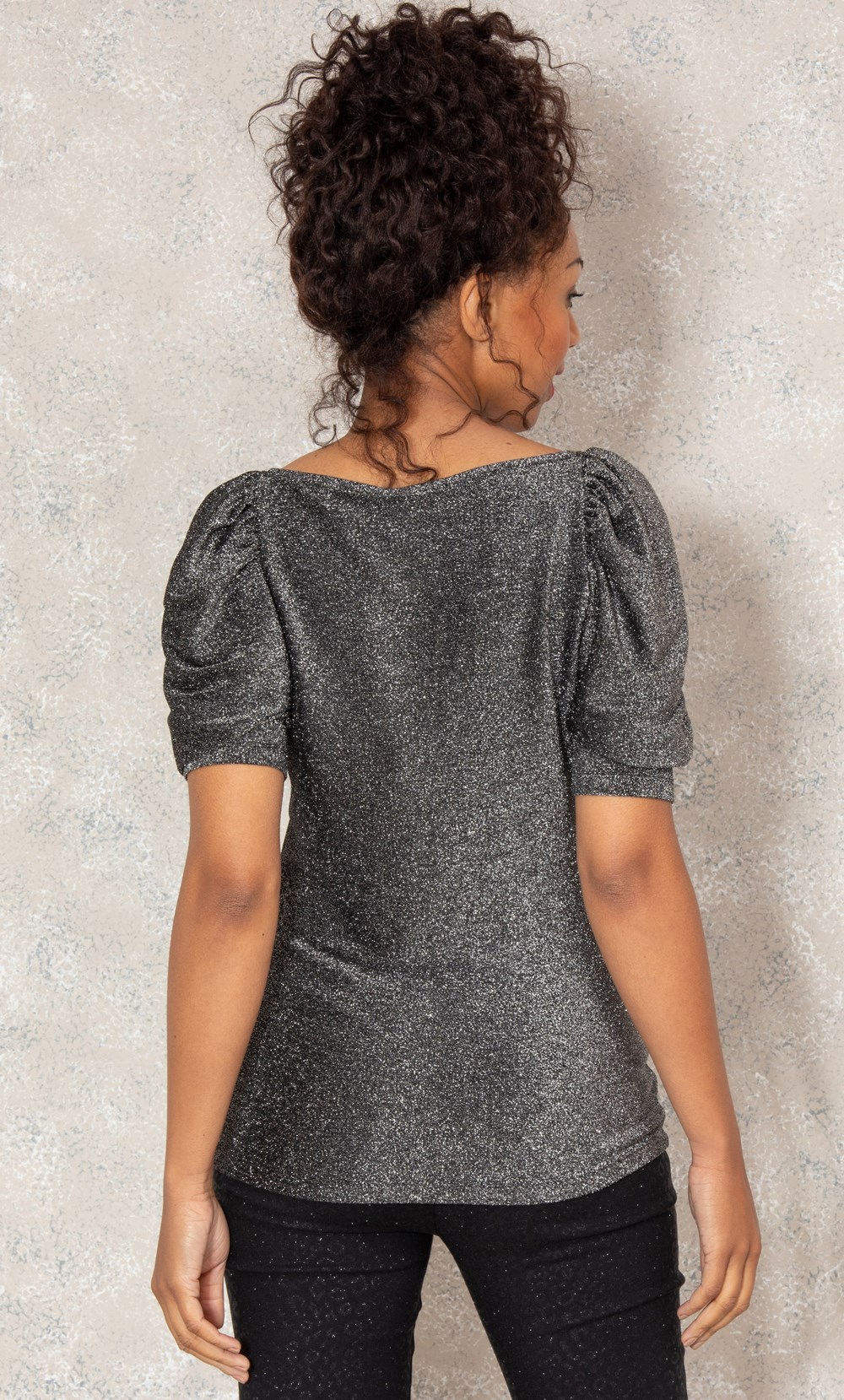 Puff Sleeve Shimmer Jersey Top