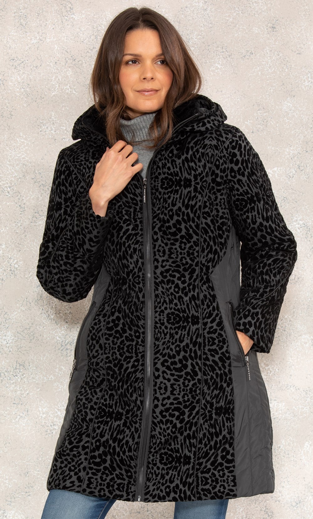 Flock Animal Print Coat