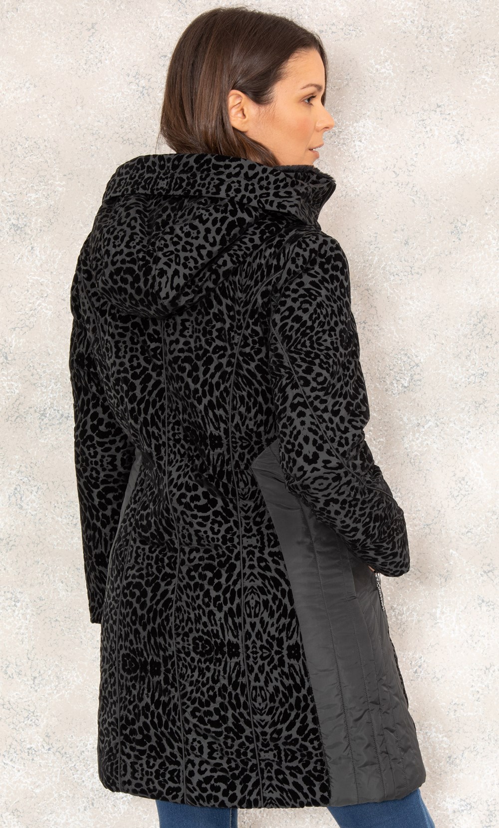 Flock Animal Print Coat