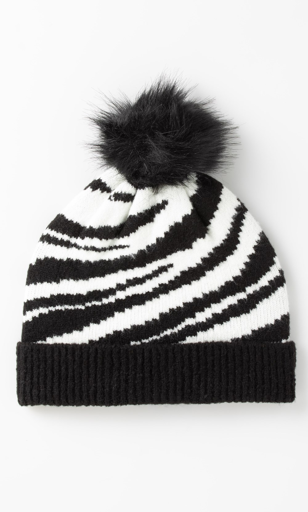 Brands - Klass Animal Knit Pom Pom Beanie Hat Black Women’s