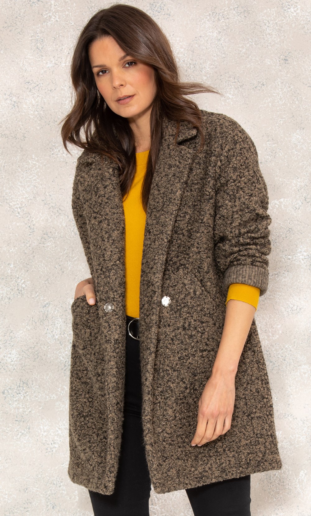 Double Breasted Boucle Coat