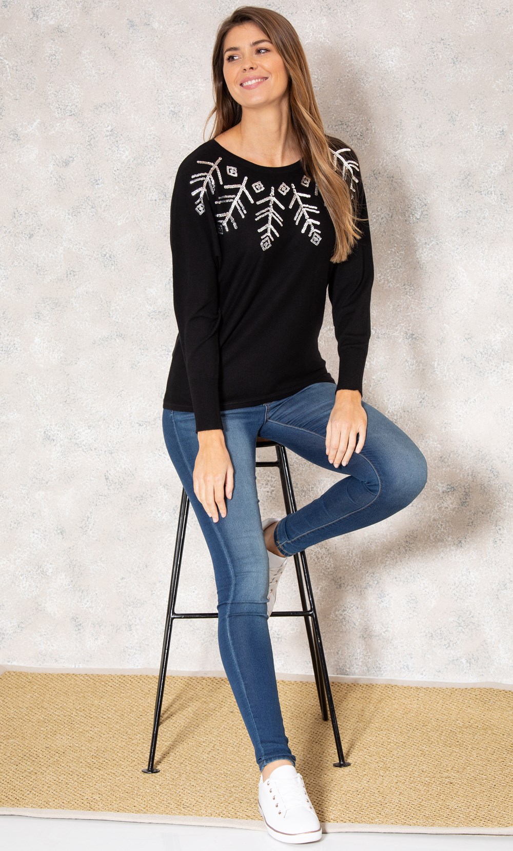 Icicle Sequin Embellished Knit Top