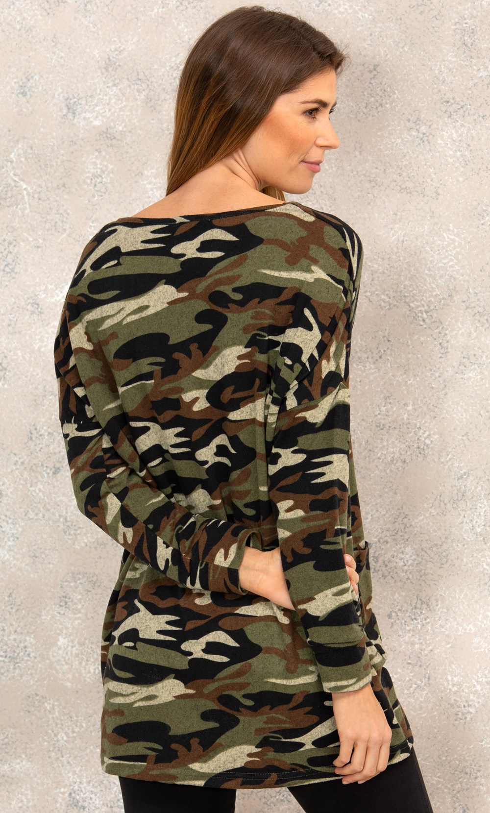 Embellished Camouflage Knitted Tunic