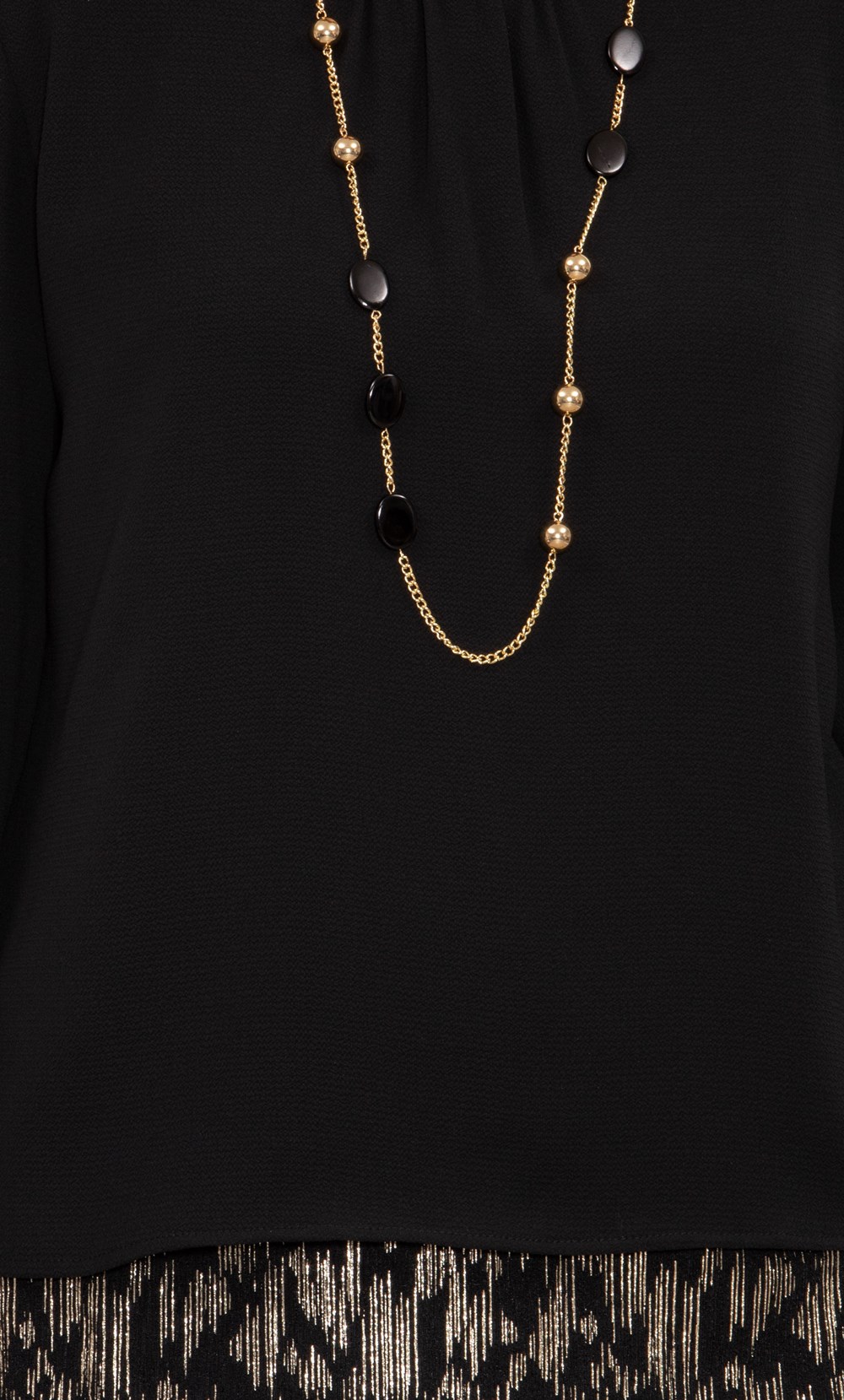 Anna Rose Crepe Layered Top With Necklace