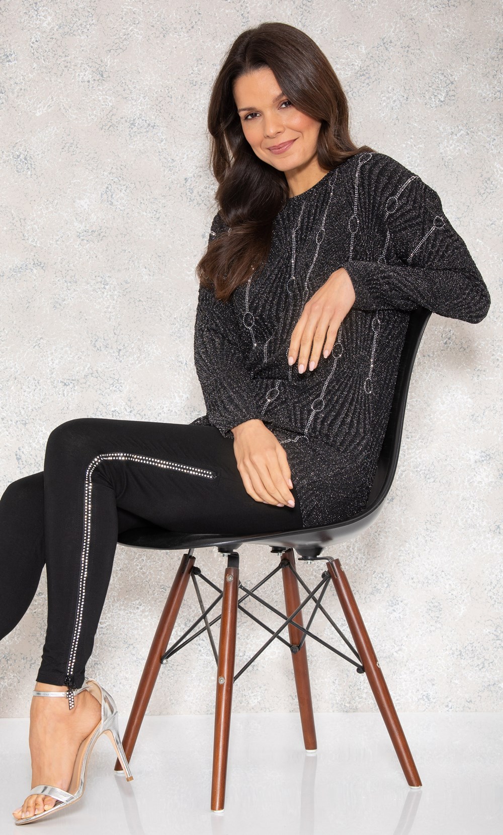 Full Length Embellished Zip Jersey Leggings