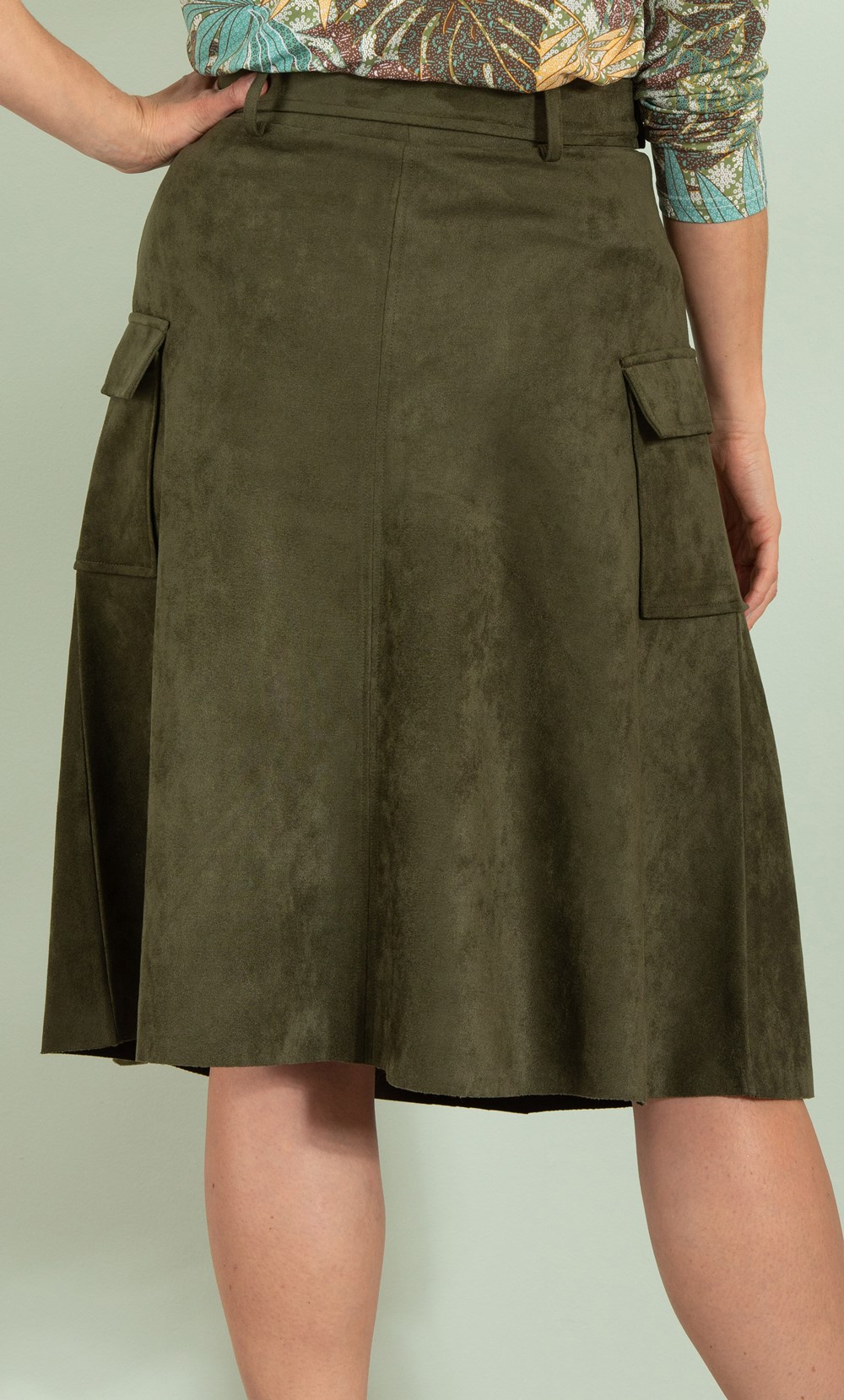 Suedette Cargo Belted Skirt