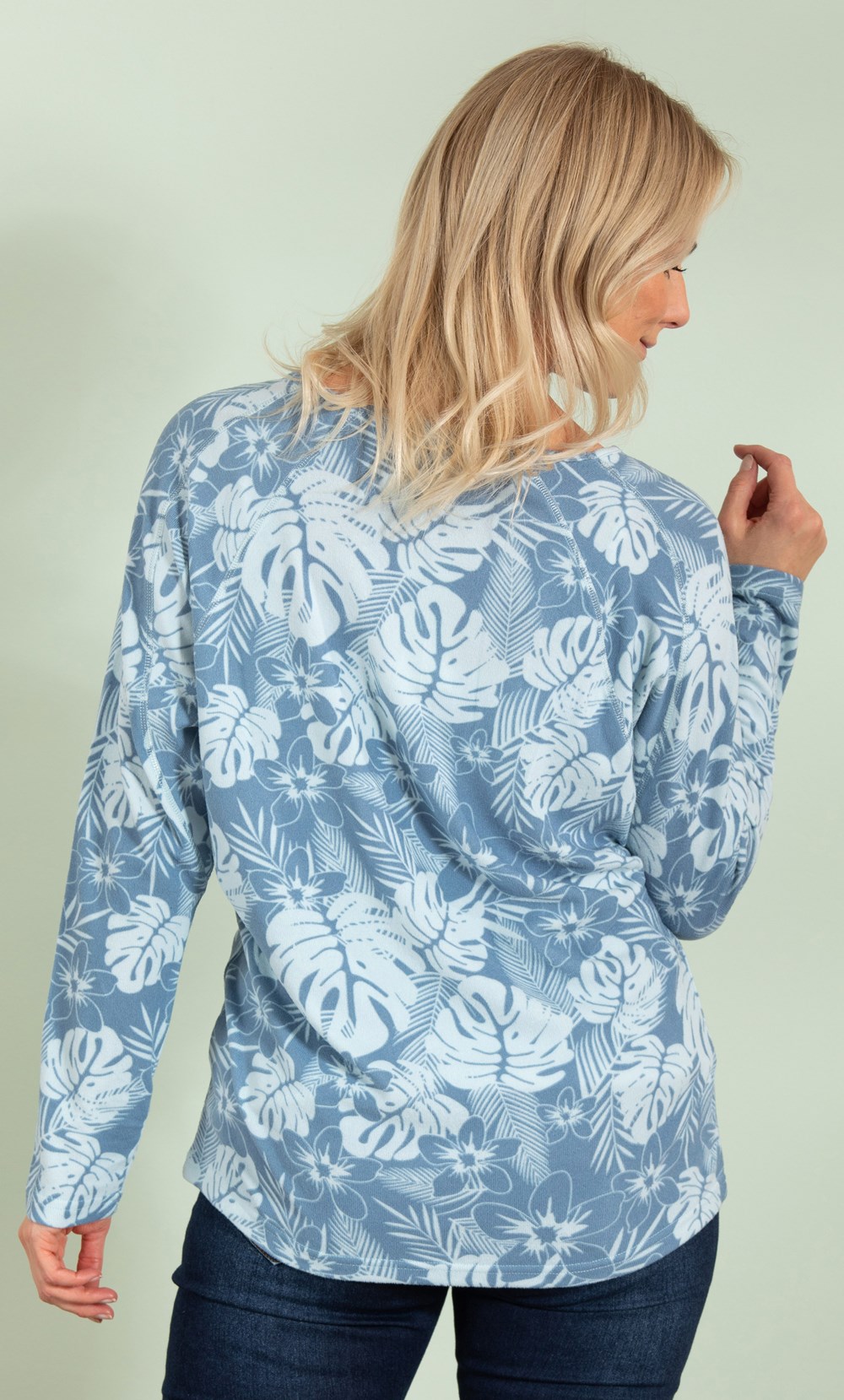 Botanical Print Brushed Knit Lounge Top