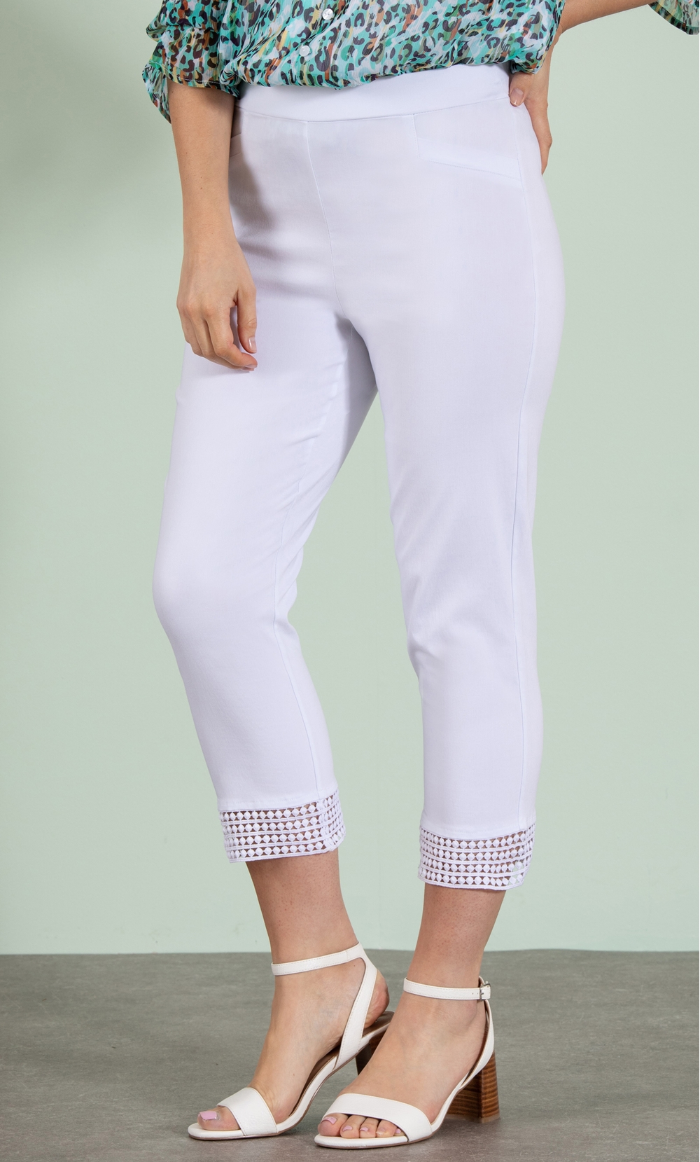 Lace Hem Cropped Trousers