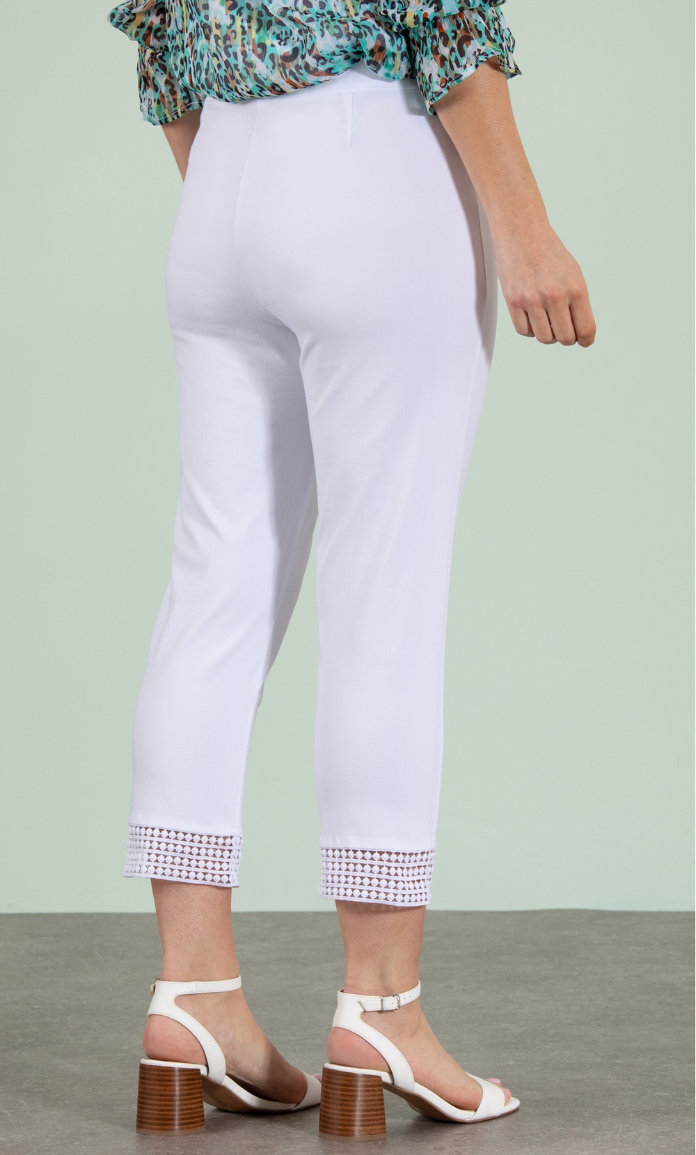 Lace Hem Cropped Trousers