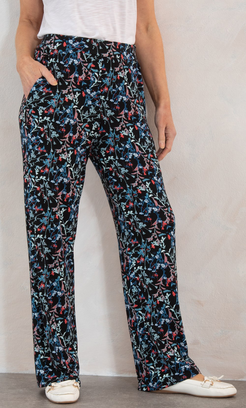 Anna Rose Floral Jersey Wide Leg Trousers