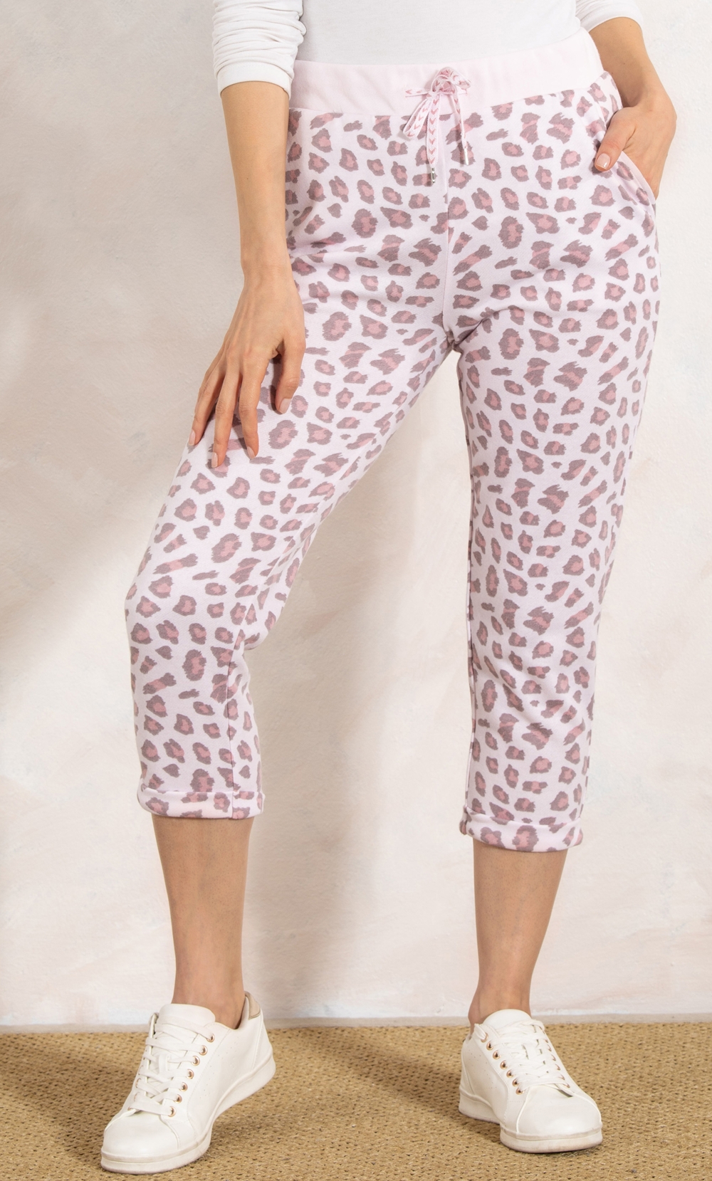 Cropped Animal Printed Jersey Lounge Joggers