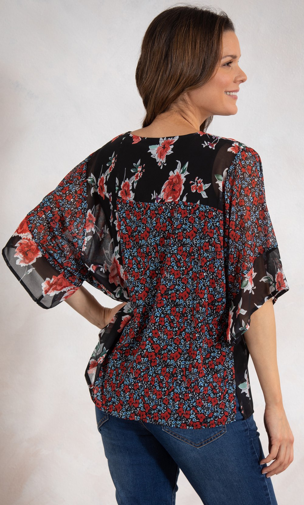 Panelled Mixed Floral Print Top