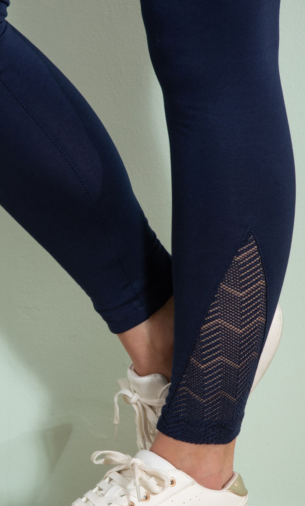 Lace Panel Full Length Jersey Leggings