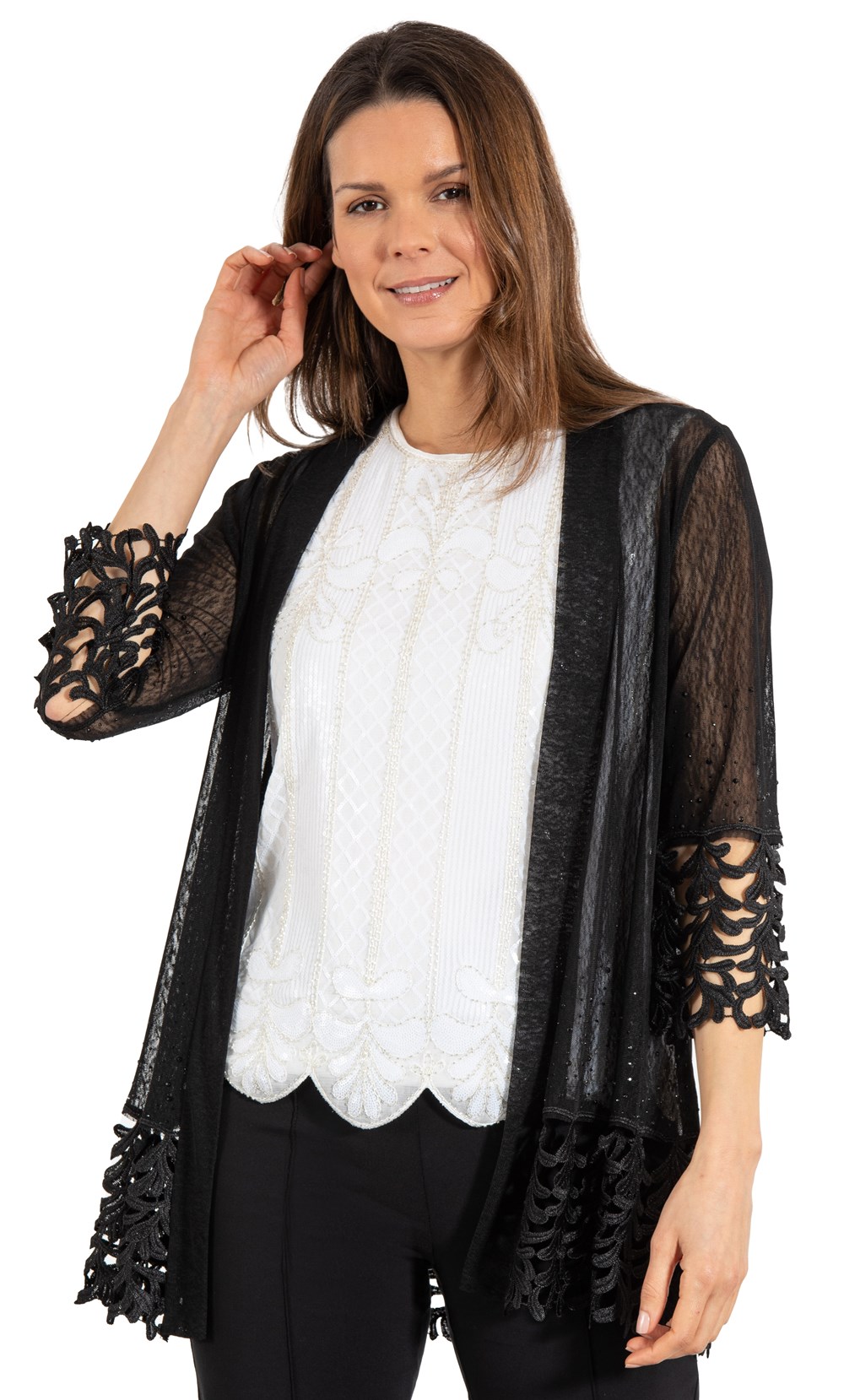 Embellished Mesh And Crochet Cover Up