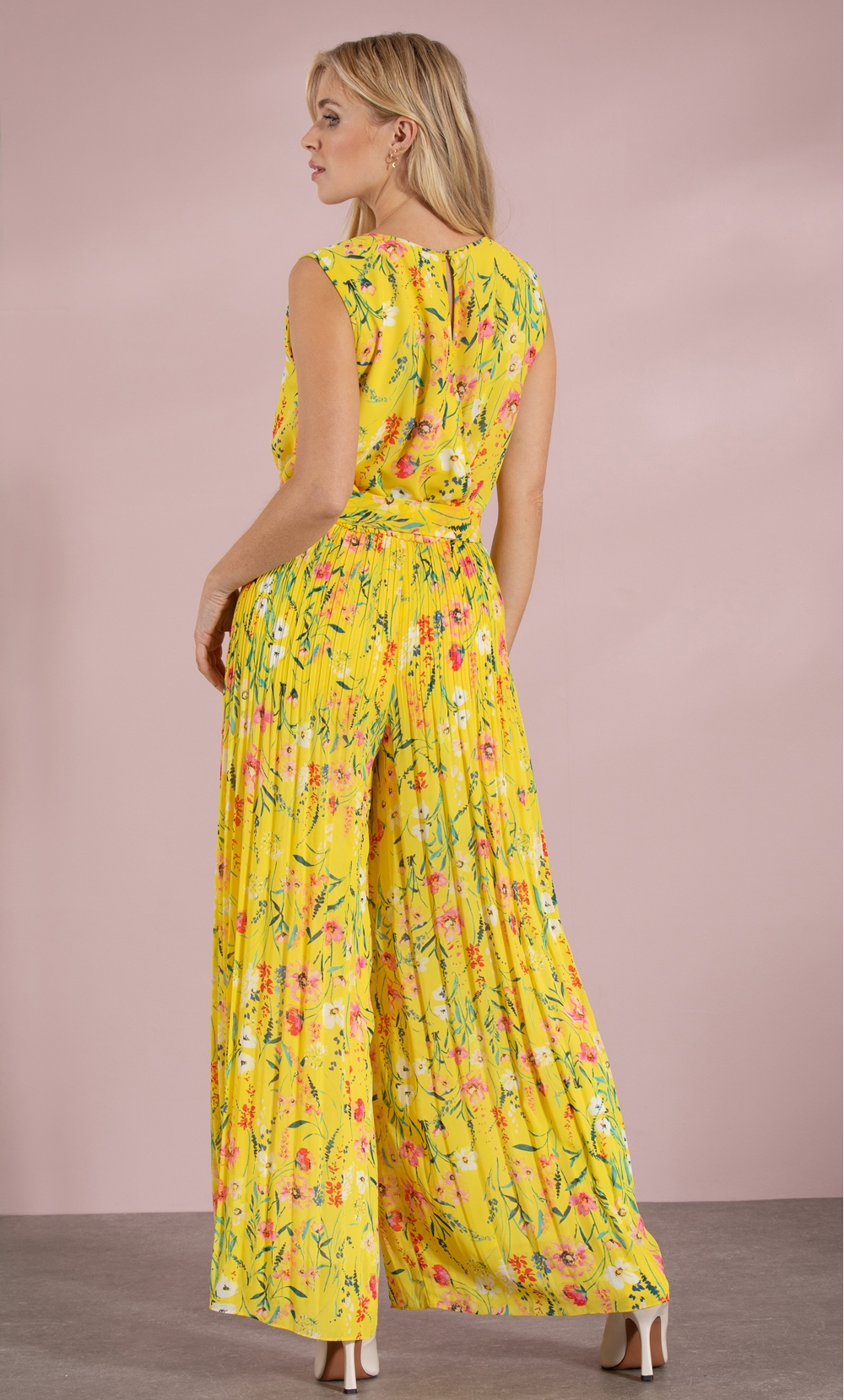 Floral Print Chiffon Sleeveless Jumpsuit