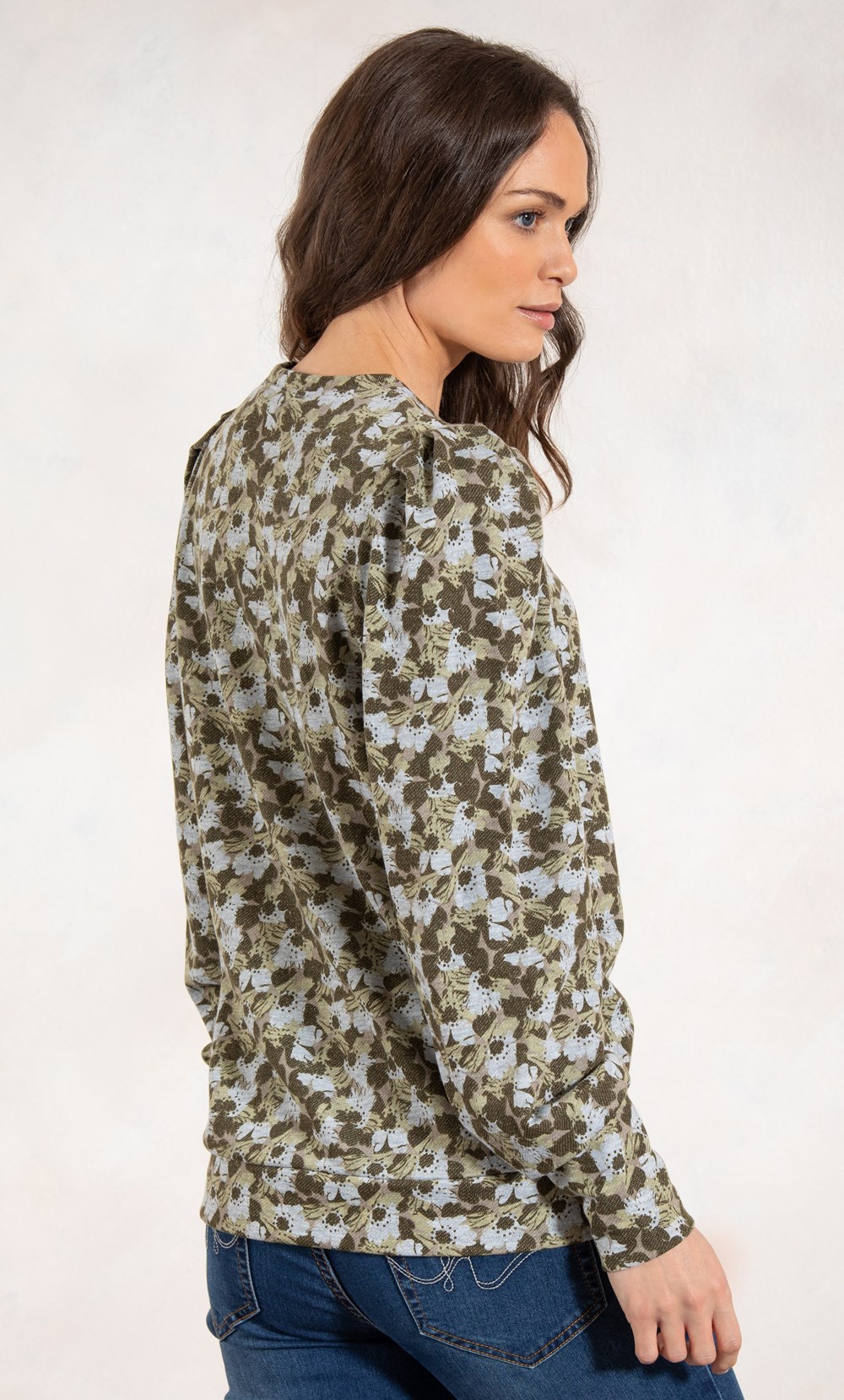 Puff Sleeve Printed Embellished Lounge Sweatshirt