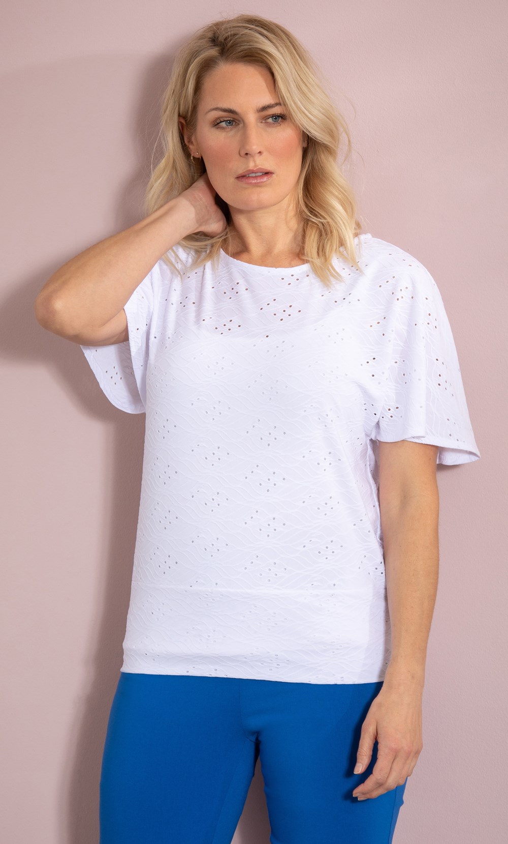 Brands - Klass Textured Short Sleeve Jersey Top White Women’s