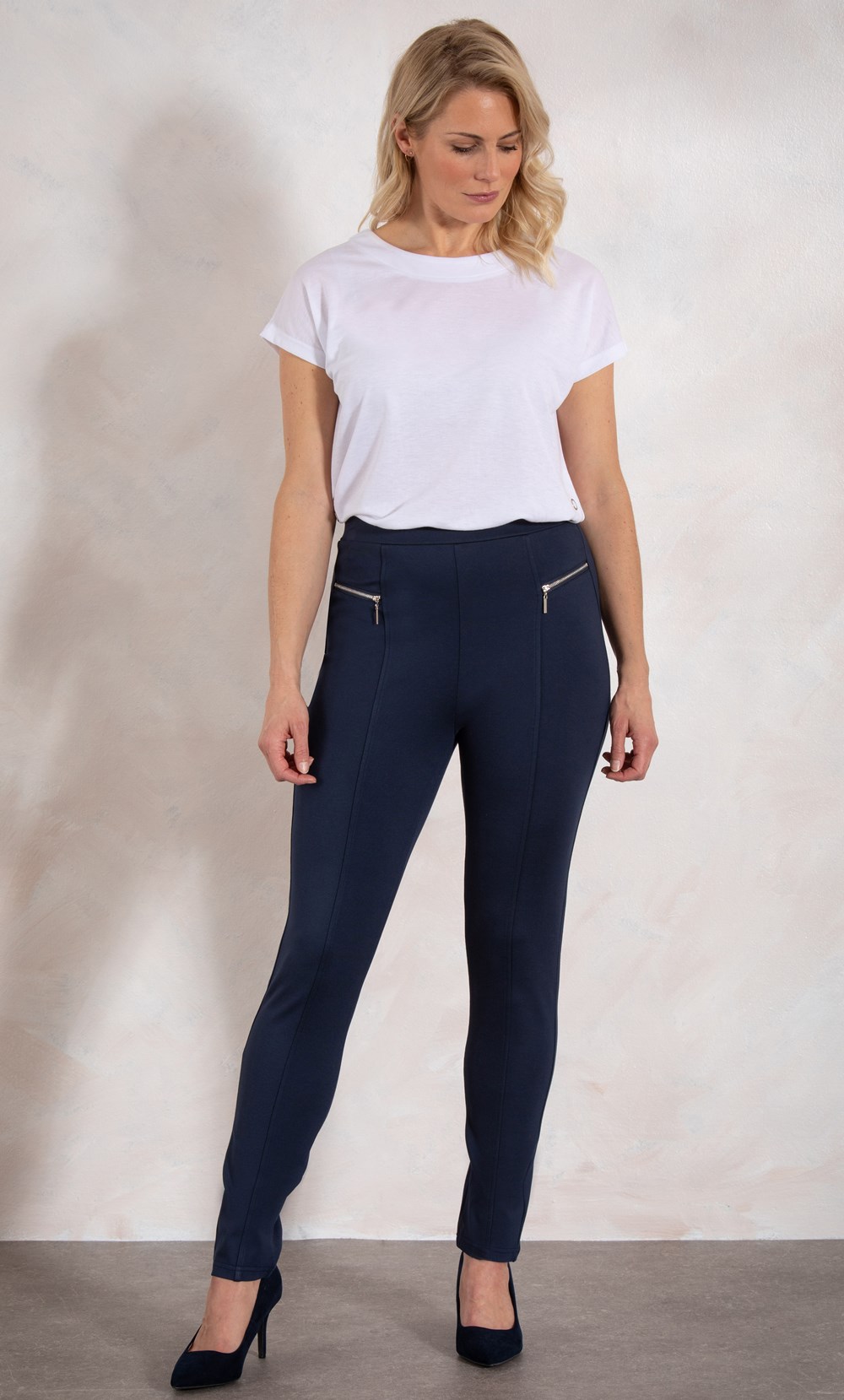 Brands - Klass Pull On Slim Leg Ponte Trousers Navy Women’s