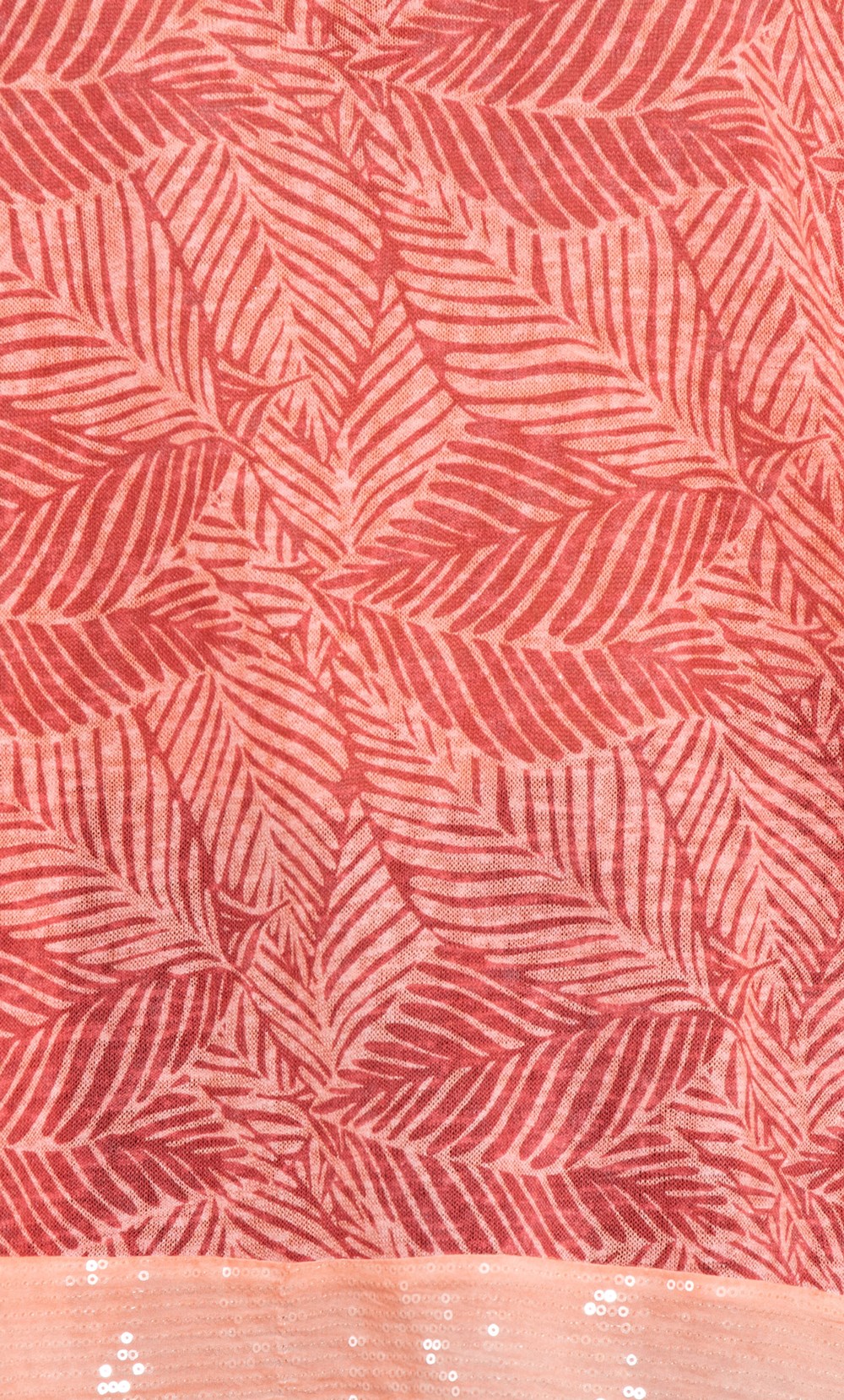Sequin Trimmed Leaf Print Top
