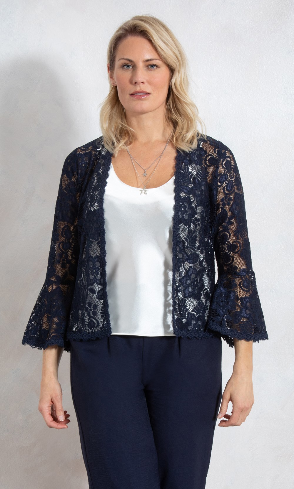 Bell Sleeve Lace Cover Up in Blue | Klass