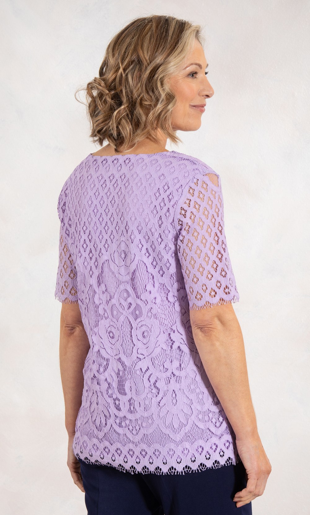 Anna Rose Short Sleeve Lace Top