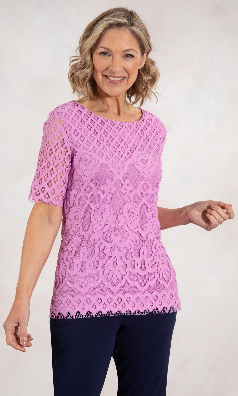 Anna Rose Short Sleeve Lace Top
