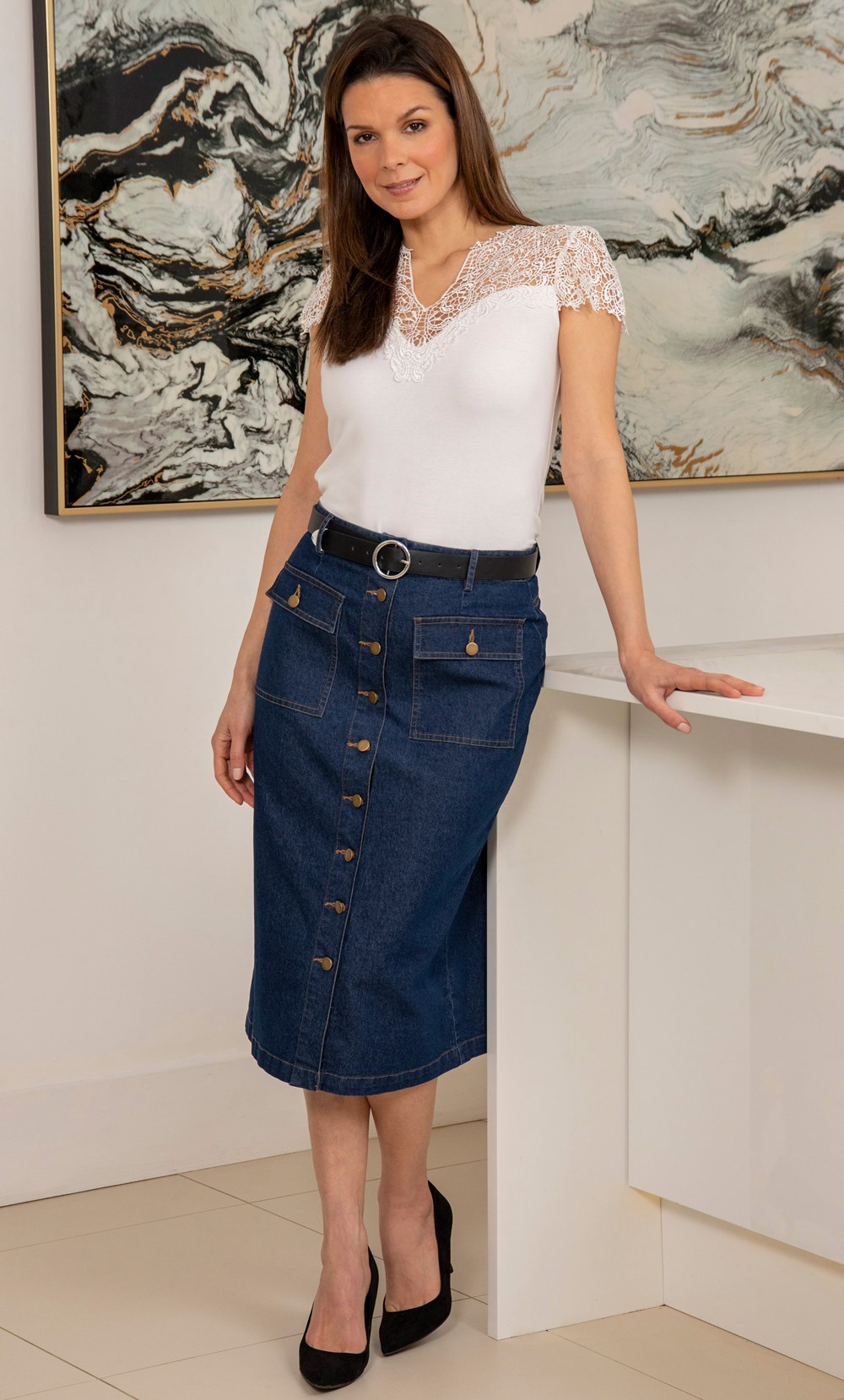NWT] Lucky Brand Blue Denim Button Front Mini Pencil Skirt 100% Cotton Size  8 | Mini pencil skirt, Clothes design, Womens skirt