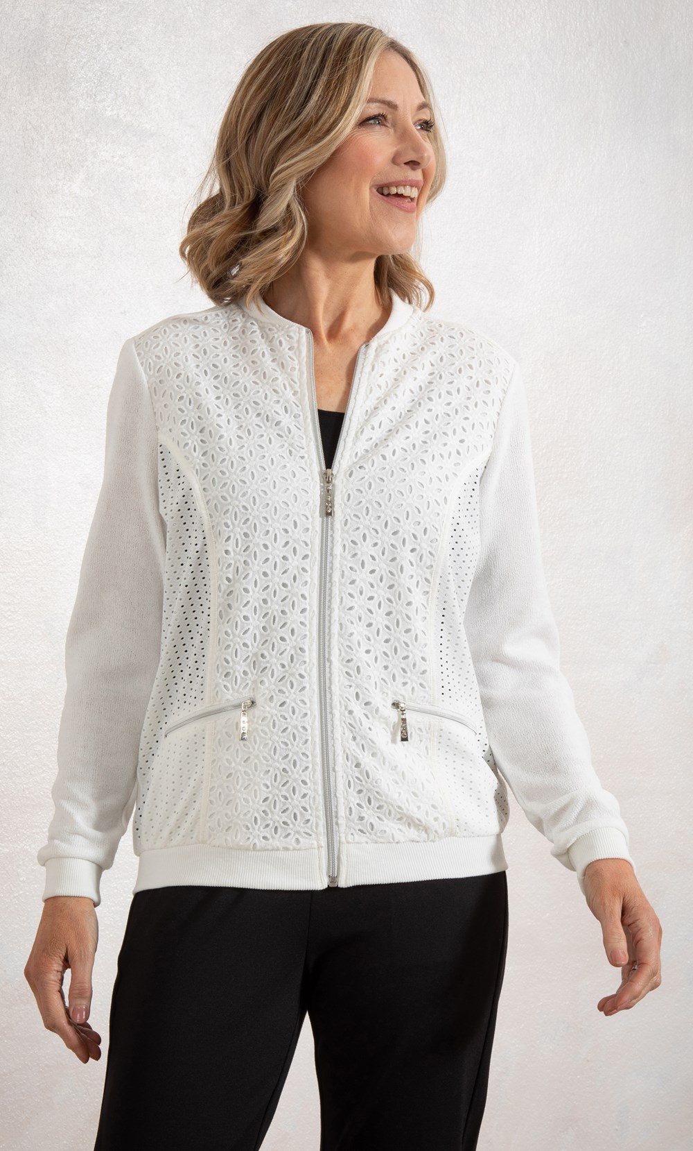 Anna Rose Broderie Anglaise And Knit Jacket