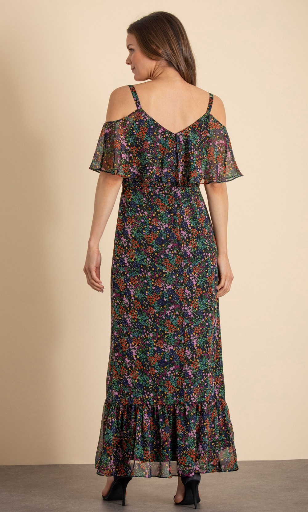 Meadow Print Chiffon Maxi Dress