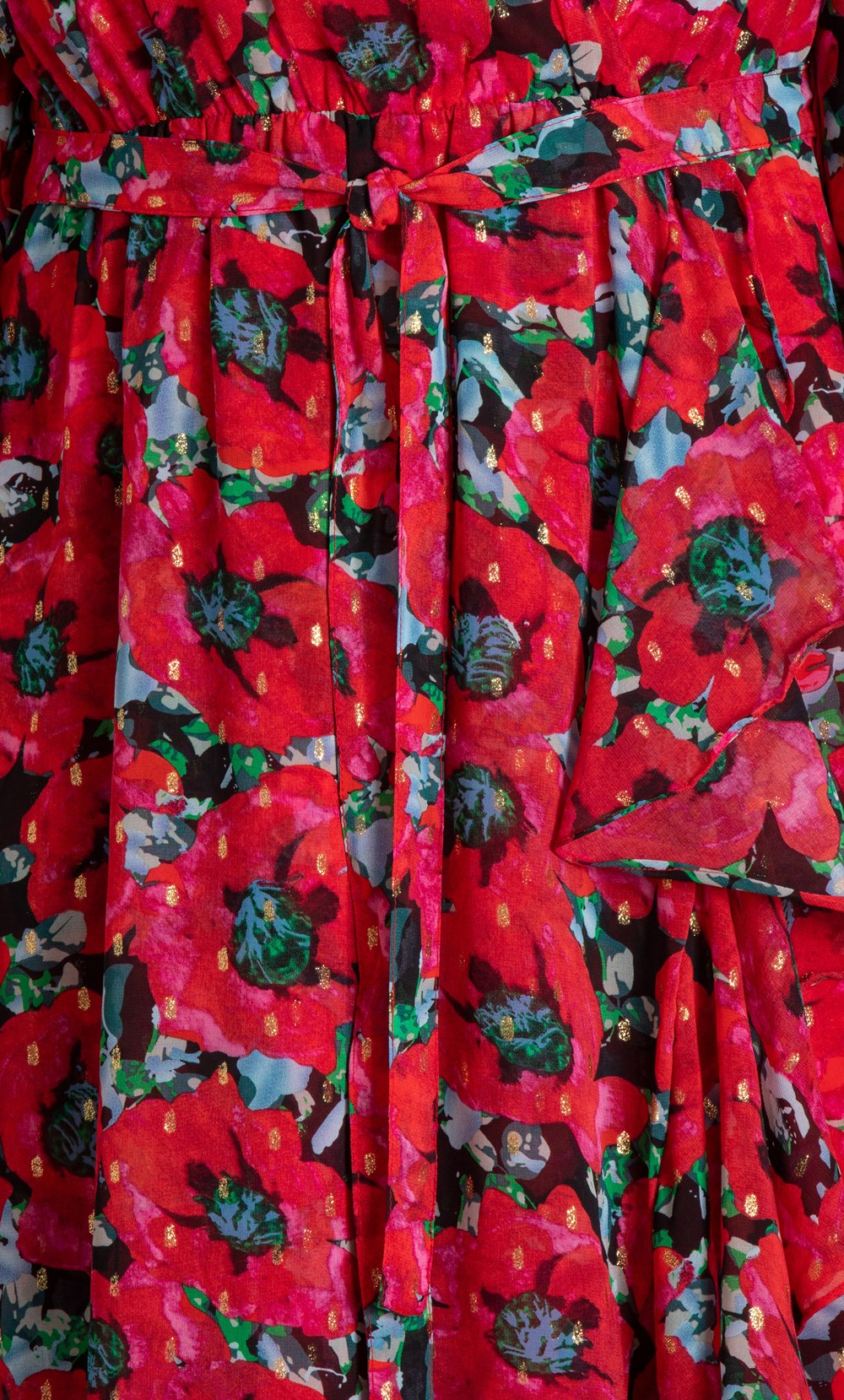 Floral Chiffon Print Fixed Wrap Midi Dress