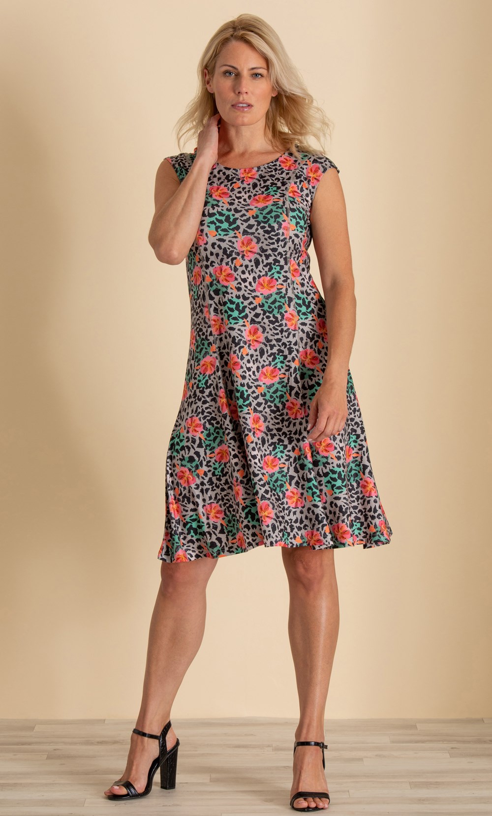 Printed Panelled Jersey Dress